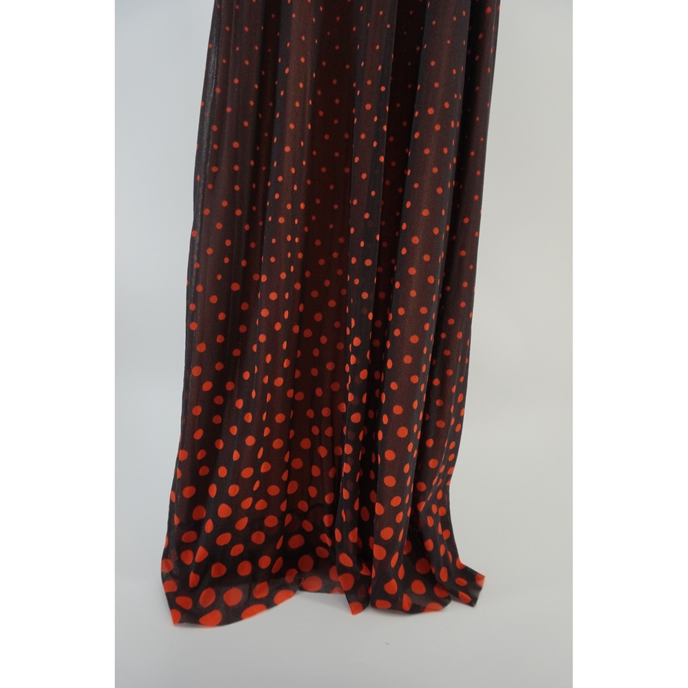 Fuzzi sleeveless tulle maxi dress Whimsygoth Retro Brown Orange Italian sz L - Picture 3 of 8